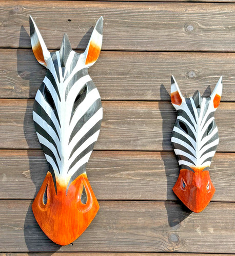 Zebra mask wooden hand carved - wooden,
