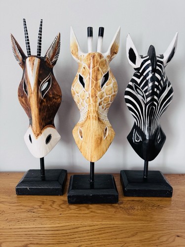 Wooden safari animal masks - wooden,
