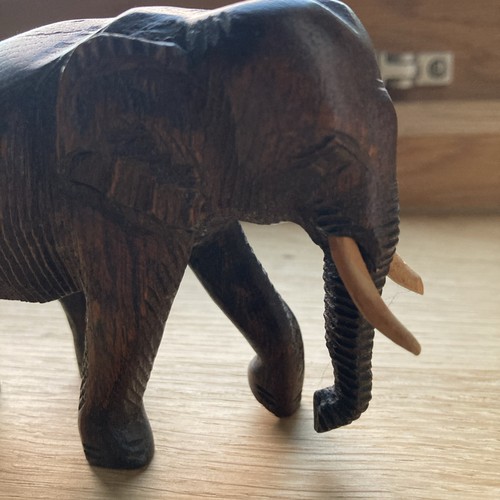 Vintage brown wooden elephant - brown,