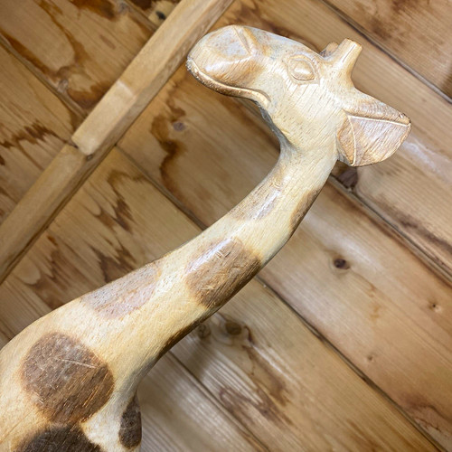 Hand carved wooden giraffe - wooden,