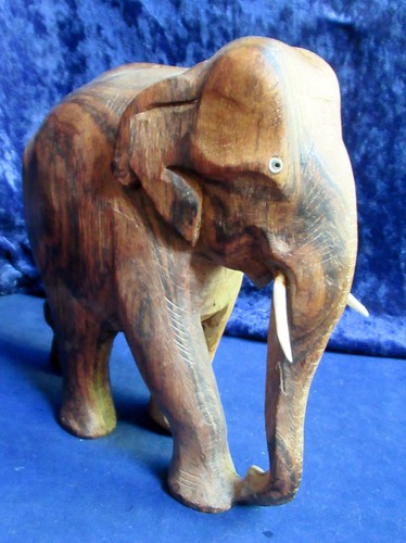 Hand carved wooden elephant - carved,