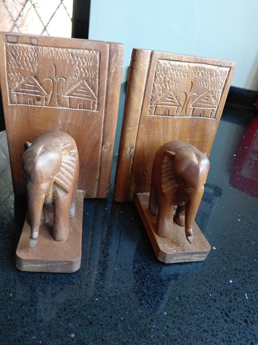 Handcarved wooden elephant - wooden,