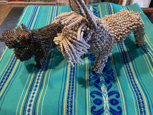 Two african bead art animals - two,